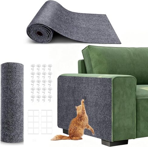 78.7"X15.8" Self-Adhesive Cat Scratching Mat - Durable Couch Protector from Cat Claws, DIY Furniture Protector from Cats Scratching, Sticky cat Scratch Wall mat- No Residue, Safe for Cats (Dark Grey) in Kuwait