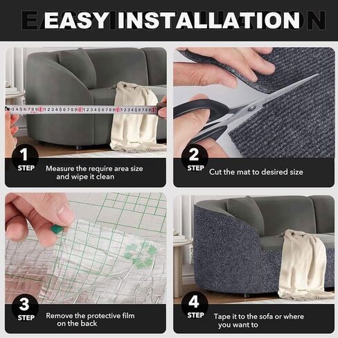 78.7"X15.8" Self-Adhesive Cat Scratching Mat - Durable Couch Protector from Cat Claws, DIY Furniture Protector from Cats Scratching, Sticky cat Scratch Wall mat- No Residue, Safe for Cats (Dark Grey) in Kuwait