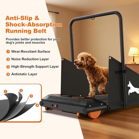 Dog Treadmill for Home, 220 lbs Capacity, 0.5-4.0 MPH, 12 Programs, Bluetooth Speaker, Remote Control for Small Medium Dogs in Kuwait