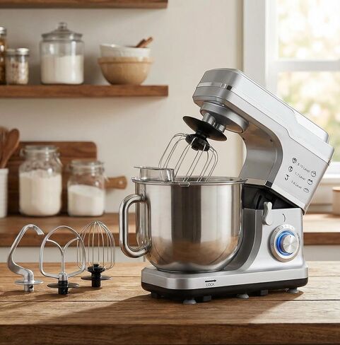 خلاط بحامل GarveeLife 7.5QT، خلاط طعام كهربائي برأس مائل 10 سرعات مع وعاء من الفولاذ المقاوم للصدأ، محرك 660 واط، خطاف عجين، خفق ومضرب، تصميم مدمج للخبز المنزلي، أسود in Kuwait