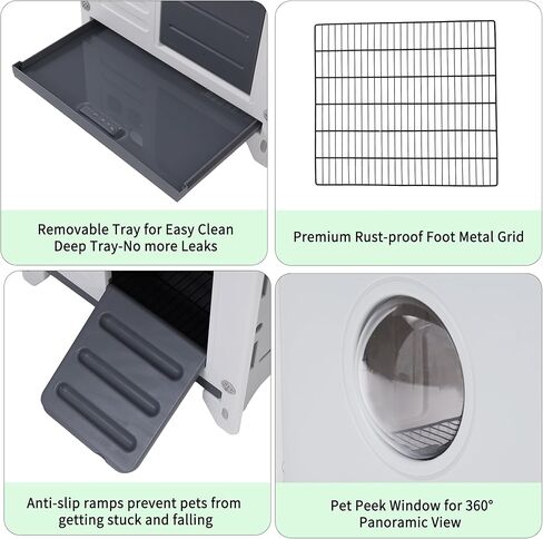 Rabbit Hutch Outdoor Indoor Plastic Waterproof Bunny Cage Enclosure Chew-Proof Rabbit House Guinea Pig Cage Pet House for Small Animals,Two Room in Kuwait