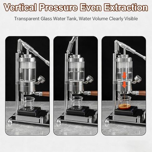 Manual Lever Portable Espresso Maker, Stainless Steel Coffee Maker, 1-16bar Pressure, 58mm Brew Head, Adjustable Pre-extraction Time, For Cappuccino, Latte, Macchiato in Kuwait