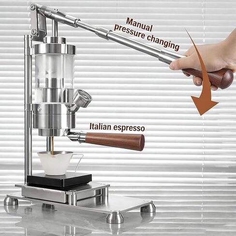 Manual Lever Portable Espresso Maker, Stainless Steel Coffee Maker, 1-16bar Pressure, 58mm Brew Head, Adjustable Pre-extraction Time, For Cappuccino, Latte, Macchiato in Kuwait