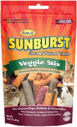 Sunburst Veggie Stix، 4 أونصة لكل منها، علاجات طبيعية ذواقة للأرانب والخنازير الغينية والشينشيلا (عبوة من 3) in Kuwait