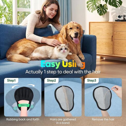 Upgraded Pet Hair Removal Glove for Dogs & Cats, Electrostatic Five-Finger Hair Remover for Furniture, Couch, Carpet, Clothing& Car Seat, 1Pcs Reusable Magic Brush Pet Hair Remover Tool (Black) in Saudi Arabia