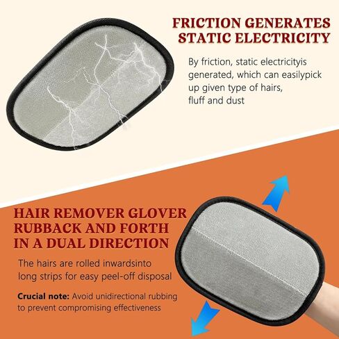 Pet Hair Removal Glove, Newly Upgraded Electrostatic Gloves Pet Hair for Dogs & Cats, Washable and Reusable Hair Remover Tool for Carpet, Curtain, Clothing, Couch, Car Seat - 1 Pcs in Kuwait