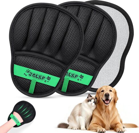 Upgraded Pet Hair Removal Glove for Dogs & Cats, Electrostatic Five-Finger Hair Remover for Furniture, Couch, Carpet, Clothing& Car Seat, 1Pcs Reusable Magic Brush Pet Hair Remover Tool (Black) in Kuwait