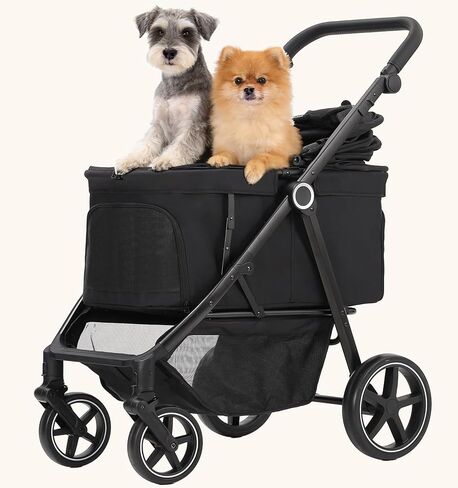 Dog Stroller for Medium Large Dogs up to 66lbs,Pet Stroller for 2 Small Dogs with Adjustable Handle & Canopy, Foldable,Storage Organizer in Kuwait