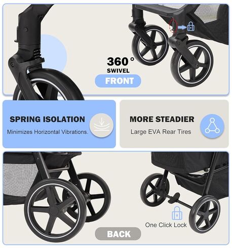 Dog Stroller for Medium Large Dogs up to 66lbs,Pet Stroller for 2 Small Dogs with Adjustable Handle & Canopy, Foldable,Storage Organizer in Kuwait