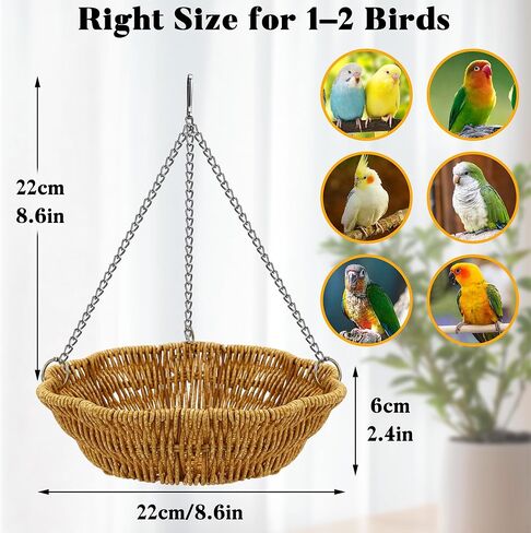 20Pcs Bird Foraging Toy Set with Hanging Basket, Natural Shredding & Chew Enrichment Toys for Parrots Cockatiels, Budgies, Parakeets, Cage or Floor Puzzle Foraging Toys for Mental Stimulation in Kuwait