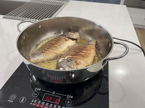 Saltlas 4.4Qt/4.2L Deep Fryer Pot with Basket and Strainer Spoon, 304 Stainless Steel Fish Frying Pot for Seafood, Chicken, French Fries, Japanese Tempura in Kuwait