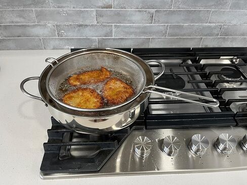 Saltlas 4.4Qt/4.2L Deep Fryer Pot with Basket and Strainer Spoon, 304 Stainless Steel Fish Frying Pot for Seafood, Chicken, French Fries, Japanese Tempura in Kuwait