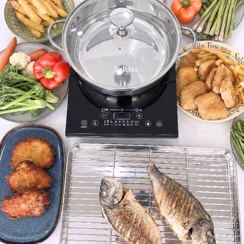 Saltlas 4.4Qt/4.2L Deep Fryer Pot with Basket and Strainer Spoon, 304 Stainless Steel Fish Frying Pot for Seafood, Chicken, French Fries, Japanese Tempura in Kuwait