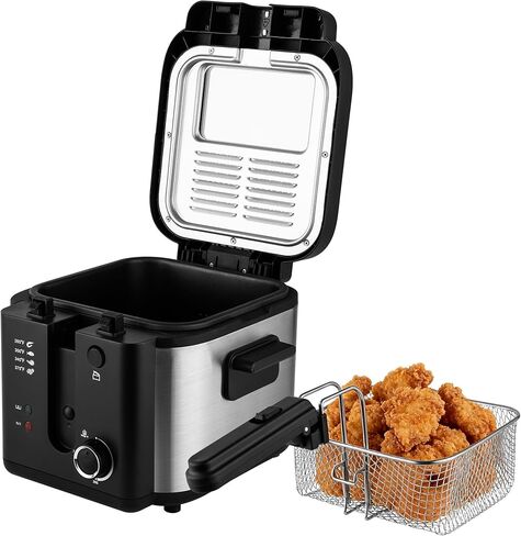 Prikoi Electric Deep Fryer with Basket,1500W Adjustable Temperature Deep Fryers for Home Use,Removable Lid and 2.5L Non-Stick Inner Pot Easy to Clean in Kuwait