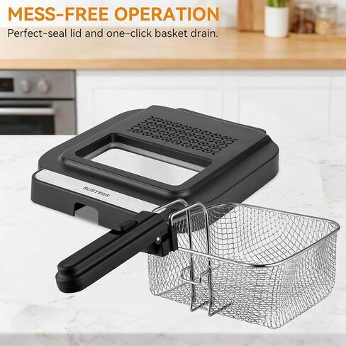 Prikoi Electric Deep Fryer with Basket,1500W Adjustable Temperature Deep Fryers for Home Use,Removable Lid and 2.5L Non-Stick Inner Pot Easy to Clean in Kuwait