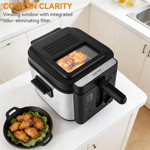 Prikoi Electric Deep Fryer with Basket,1500W Adjustable Temperature Deep Fryers for Home Use,Removable Lid and 2.5L Non-Stick Inner Pot Easy to Clean in Kuwait