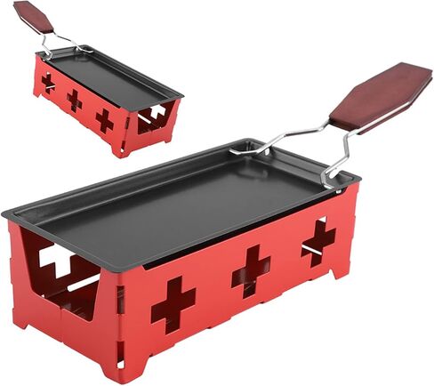 Portable Cheese Raclette, Non Stick Mini Baking Tray, Foldable Handle Raclette Set with Even Melt Design, Ideal for Home Kitchen in Kuwait