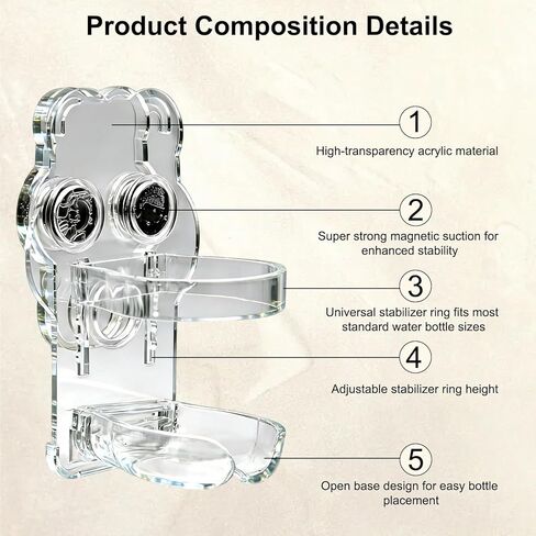 Magnetic Hamster Water Bottle Holder with 80ml Water Bottle & Feeding Bowl, Adjustable Height & Drop-Resistant, for Hamsters Gerbils Mice Small Pets（1.8in X 2.4 in X 3.9 in） in Kuwait
