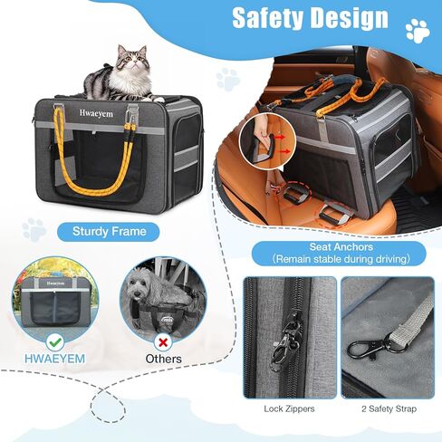Rolling Cat Carrier for 2 Cats, 24" Large Capacity Pet Carrier with Wheels for Pets up to 40 lbs, Double Compartment Dog Travel Bag with Removable Divider & Telescopic Handle, Foldable(Black, 24inch) in Kuwait