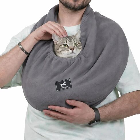 Cat Sling Carrier Critter Cuddler - Soft Breathable Cat Carrier, Pet Carrier for Cats/Kittens/Small Dogs (3-13 lbs), Hands-Free 2-Wearing Styles Indoor/Outdoor Cuddle Bag (Dark Gray) in Kuwait
