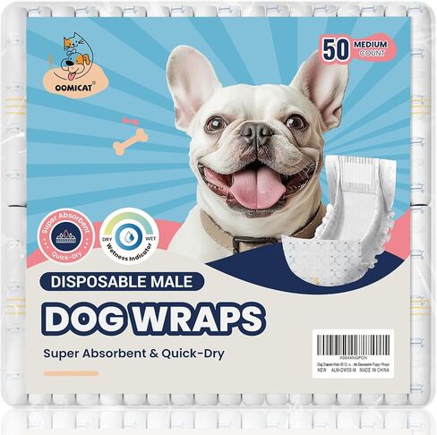 Disposable Dog Diapers Male M, Breathable Male Dog Wraps with Color Change Strip, Durable Belly Bands for Male Dogs Medium Breeds in Saudi Arabia