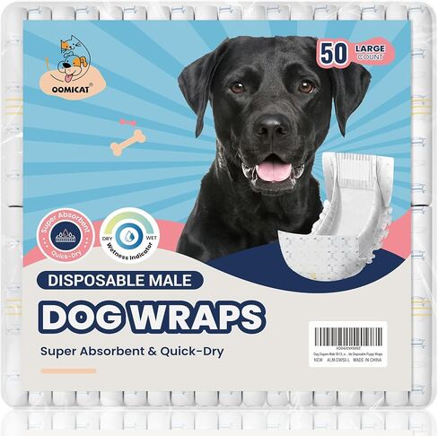 Disposable Dog Diapers Male M, Breathable Male Dog Wraps with Color Change Strip, Durable Belly Bands for Male Dogs Medium Breeds in Saudi Arabia