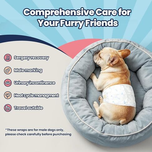 Disposable Dog Diapers Male M, Breathable Male Dog Wraps with Color Change Strip, Durable Belly Bands for Male Dogs Medium Breeds in Saudi Arabia