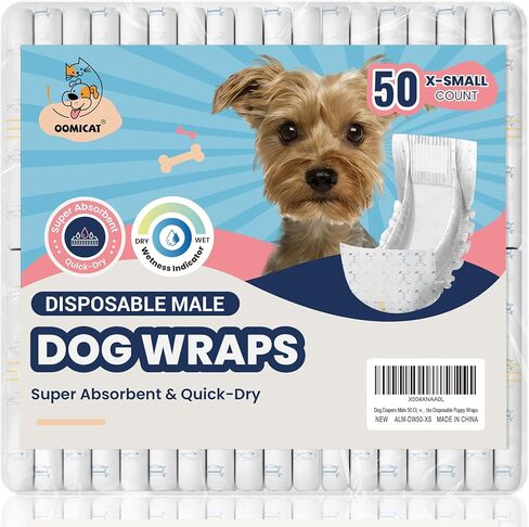 Disposable Dog Diapers Male M, Breathable Male Dog Wraps with Color Change Strip, Durable Belly Bands for Male Dogs Medium Breeds in Saudi Arabia