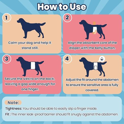 Disposable Dog Diapers Male M, Breathable Male Dog Wraps with Color Change Strip, Durable Belly Bands for Male Dogs Medium Breeds in Saudi Arabia