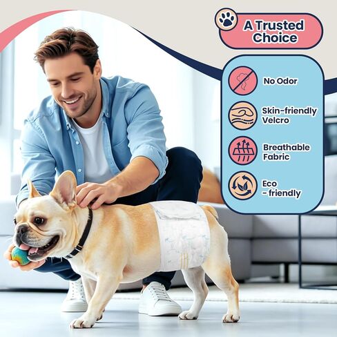 Disposable Dog Diapers Male M, Breathable Male Dog Wraps with Color Change Strip, Durable Belly Bands for Male Dogs Medium Breeds in Saudi Arabia