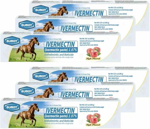 6-Pack Ivermectin Horse Paste 1.87% – Apple Flavored Oral Dewormer for Horses in Kuwait