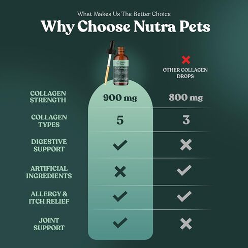 Premium Liquid Collagen for Dogs & Cats | 5 Types of Collagen (I, II, III, V, X) | Supports Skin, Coat, Hips, Joints, & Bones | Allergy and Itch Relief | Biotin, Hyaluronic Acid, Vitamin C in Kuwait