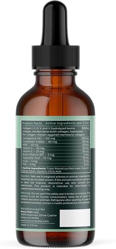 Premium Liquid Collagen for Dogs & Cats | 5 Types of Collagen (I, II, III, V, X) | Supports Skin, Coat, Hips, Joints, & Bones | Allergy and Itch Relief | Biotin, Hyaluronic Acid, Vitamin C in Kuwait