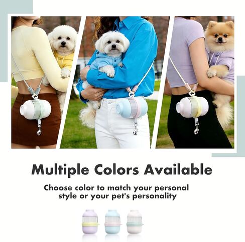 3 in 1 Dog Water Bottle with Crossbody Strap & Retractable Leash, Portable Dog Travel Water Bottle with Treat & Poop Bag Dispenser for Small Dogs Walking Hiking(Off-White) in Saudi Arabia