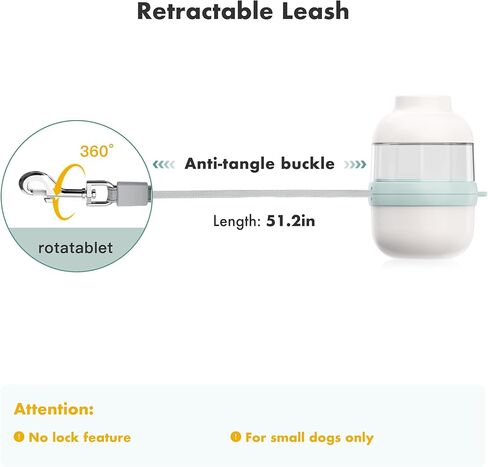 3 in 1 Dog Water Bottle with Crossbody Strap & Retractable Leash, Portable Dog Travel Water Bottle with Treat & Poop Bag Dispenser for Small Dogs Walking Hiking(Off-White) in Saudi Arabia