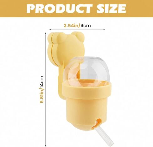 Magnetic Hamster Water Bottle, 3.7 oz Glass Small Pet Water Dispenser with Quiet Vacuum Nozzle, Drop-Resistant Holder for Cage or Glass Tank, for Hamsters, Gerbils and Mice(Yellow) in Kuwait