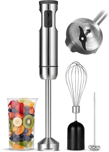TEGH 4-in-1 Immersion Hand Blender Set - 800W Powerful Stainless Steel Stick Blender with Whisk, Chopper and Beaker - 8-Speed Handheld Blender for Smoothies, Soup, Baby Food and Puree in Kuwait