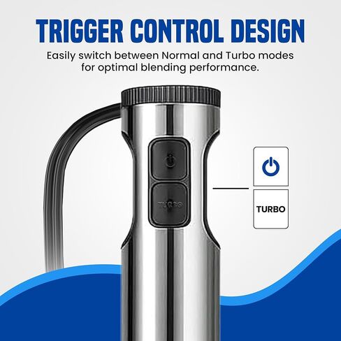 TEGH 4-in-1 Immersion Hand Blender Set - 800W Powerful Stainless Steel Stick Blender with Whisk, Chopper and Beaker - 8-Speed Handheld Blender for Smoothies, Soup, Baby Food and Puree in Kuwait