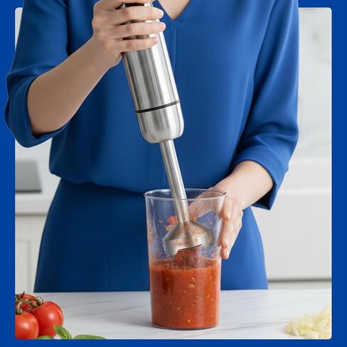 TEGH 4-in-1 Immersion Hand Blender Set - 800W Powerful Stainless Steel Stick Blender with Whisk, Chopper and Beaker - 8-Speed Handheld Blender for Smoothies, Soup, Baby Food and Puree in Kuwait