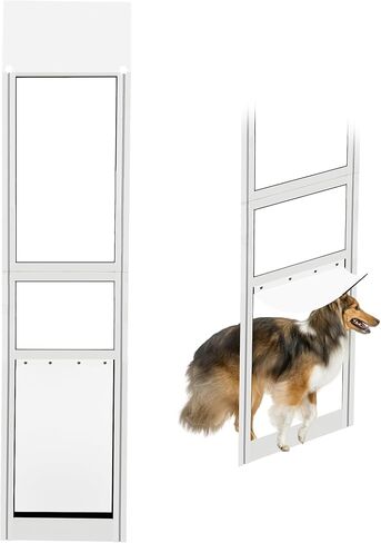 XL Dog Door for Sliding Glass Door Adjustable 75“ to 81" Slider Height,All-Metal Framed & Panel with Rotating Screws in Kuwait