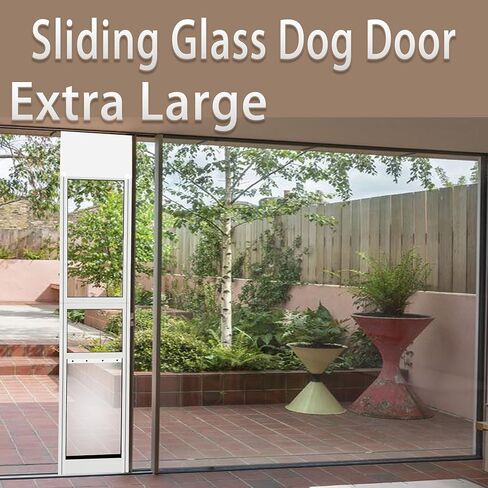 XL Dog Door for Sliding Glass Door Adjustable 75“ to 81" Slider Height,All-Metal Framed & Panel with Rotating Screws in Kuwait