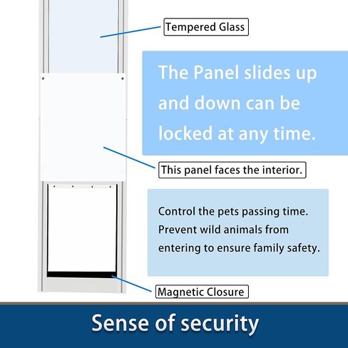 XL Dog Door for Sliding Glass Door Adjustable 75“ to 81" Slider Height,All-Metal Framed & Panel with Rotating Screws in Kuwait