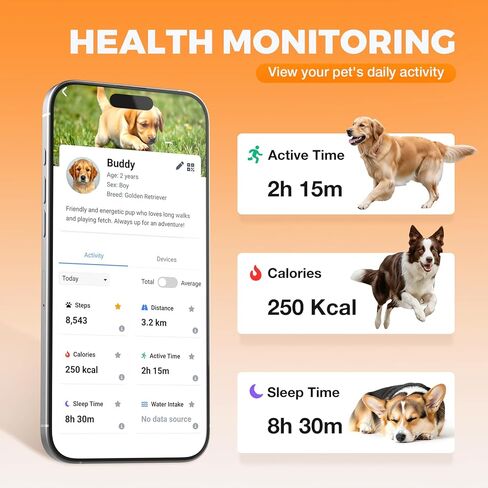 سياج الكلاب اللاسلكي PcEoTllar، نظام سياج طوق الكلاب GPS مع تطبيق مجاني، أسوار غير منتظمة مخصصة، متتبع الكلاب في الوقت الحقيقي، مراقبة النشاط الصحي، للكلاب الصغيرة والمتوسطة والكبيرة in Kuwait