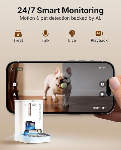 PETKIT Automatic Cat Feeder with Camera, Upgraded Multi-Cat Recognition, Night Vision,2.4G&5G WiFi Dog Feeder with Freshness Lock,5L Timed Dual Hopper Food Dispenser with Low Food Sensor in Saudi Arabia