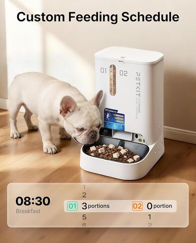PETKIT Automatic Cat Feeder with Camera, Upgraded Multi-Cat Recognition, Night Vision,2.4G&5G WiFi Dog Feeder with Freshness Lock,5L Timed Dual Hopper Food Dispenser with Low Food Sensor in Saudi Arabia