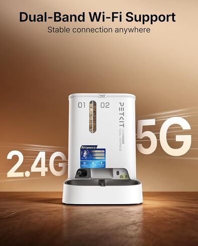 PETKIT Automatic Cat Feeder with Camera, Upgraded Multi-Cat Recognition, Night Vision,2.4G&5G WiFi Dog Feeder with Freshness Lock,5L Timed Dual Hopper Food Dispenser with Low Food Sensor in Saudi Arabia