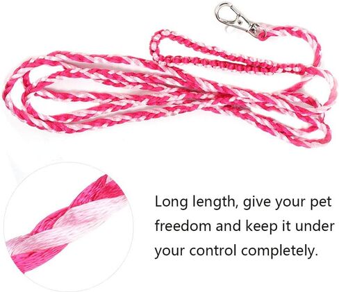 Nylon Soft Comfortable Adjustable Small Pet Leash, Walking Harness with Bell, Pet Leash for Hamster Squirrel Flying Squirrel, 161-181cm (Pink + Rose red) in Saudi Arabia
