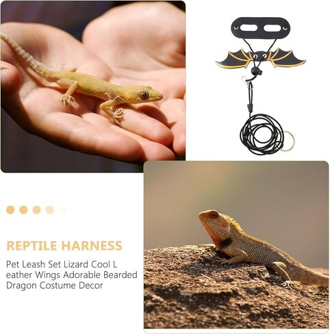 BESPORTBLE Lizard Wing Harness Leash 5pcs Set Adjustable Reptile Traction Rope for Small Pets Outdoor Walking Black in Kuwait