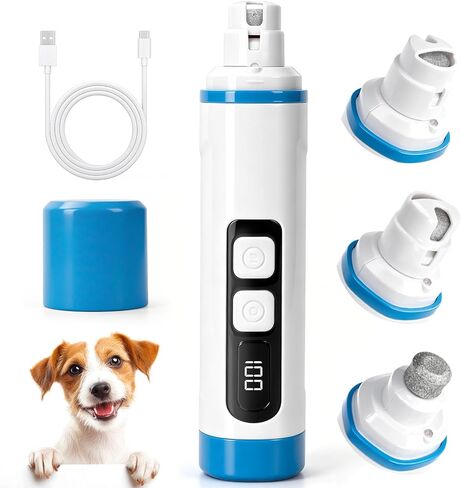 Dog Nail Grinder with LED Light – Quiet & Safe Pet Nail Trimmer for Small Medium Large Dogs & Cats, Cordless & Rechargeable, Low Noise Dog Nail Care for Beginners in Kuwait