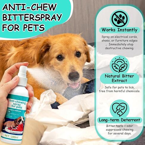 No Chew Spray for Dogs -Bitter Apple Spray for Dogs to Stop Chewing Licking of Furniture, Shoes, Bandages, Dog Training & Behavior Aids Spray, Indoor Outdoor in Kuwait